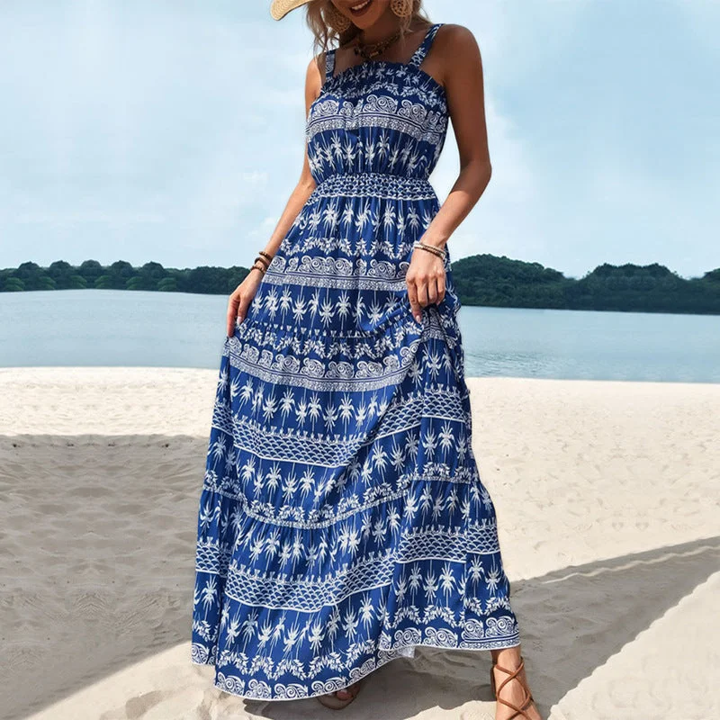 Summer Sleeveless High Waist Long Maxi Dresses Stylish Boho Chic Maxi Dress