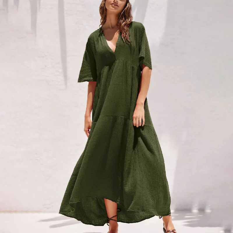 Summer V Neck Long Maxi Dresses Fashionable Halter Neck Maxi Dress