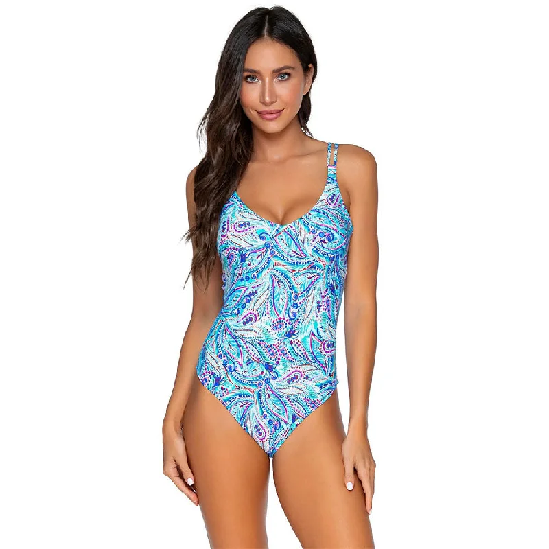 Sunsets Veroinca One Piece Womens Shore Bird Swimsuit Mesh Panel Swimwear