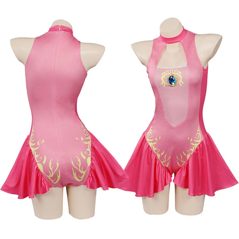 The Super Mario Bros. Movie 2023 Princess Peach Swimsuit Cosplay Costumes Halter Top Bikini