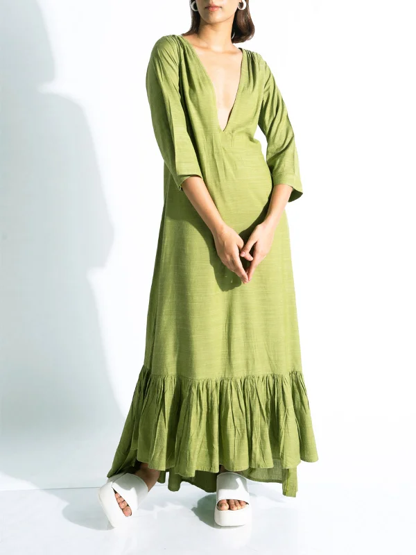 Tomorrow Maxi Dress Green Comfortable Flowy Maxi Dress