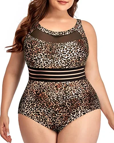 Confidence-Boosting One Piece Swimsuits Plus Size-Leopard Bold Color Swimsuit