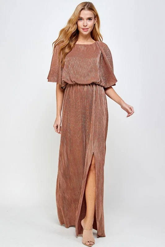 #: Worth The Wait Gold/Bronze Cape Style Maxi Dress Chic Summer Floral Maxi Dress