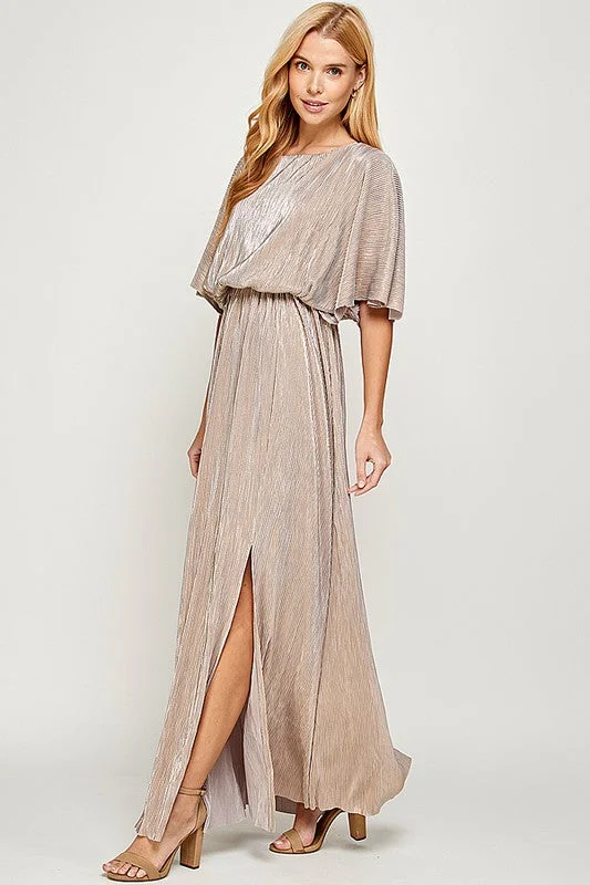 #: Worth The Wait Grey/Gold Cape Style Maxi Dress Trendy Floral Print Maxi Dress