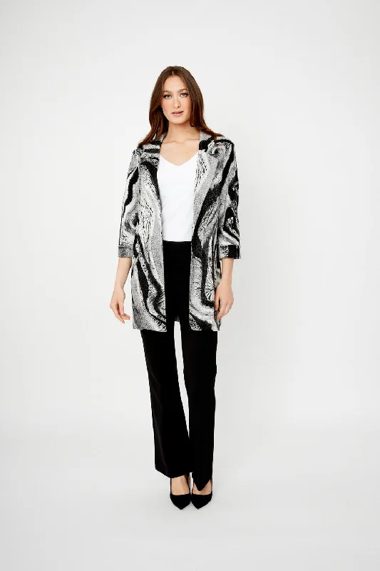 Black/ Grey Jacket Satin Jacket Silk Jacket Chiffon Jacket