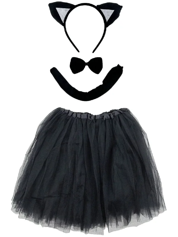 Adult Black Cat Costume - Tutu Skirt, Tail, & Headband Set for Adult or Plus Size chiffon skirt delicate