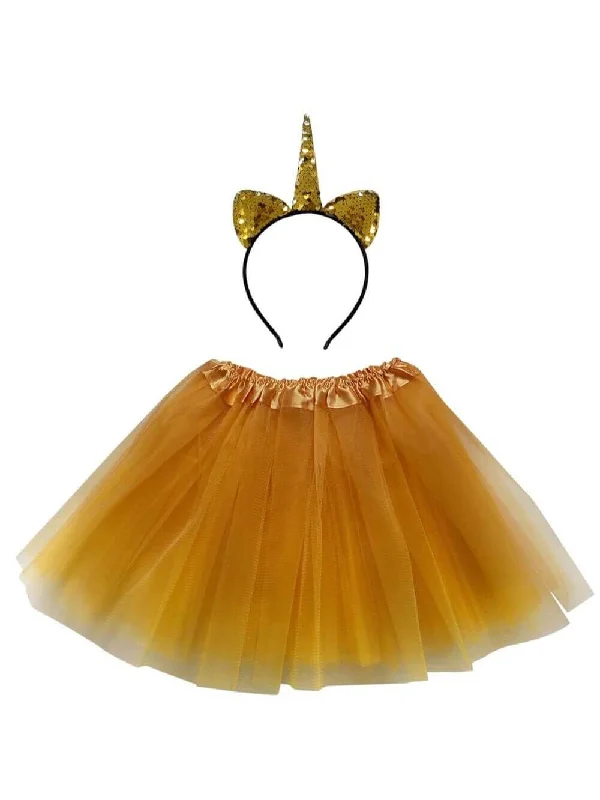 Adult Gold Unicorn Costume - Tutu Skirt & Flip Sequin Headband Horn Set for Adult or Plus Size floral skirt print