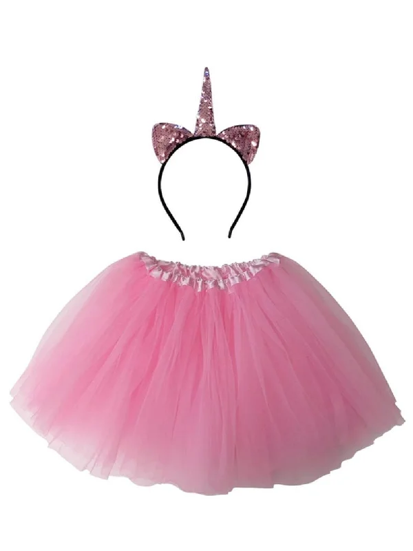 Adult Pink Unicorn Costume - Tutu Skirt & Flip Sequin Headband Horn Set for Adult or Plus Size leather skirt sleek