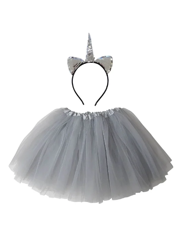 Adult Silver Unicorn Costume - Tutu Skirt & Flip Sequin Headband Horn Set for Adult or Plus Size corduroy skirt cozy