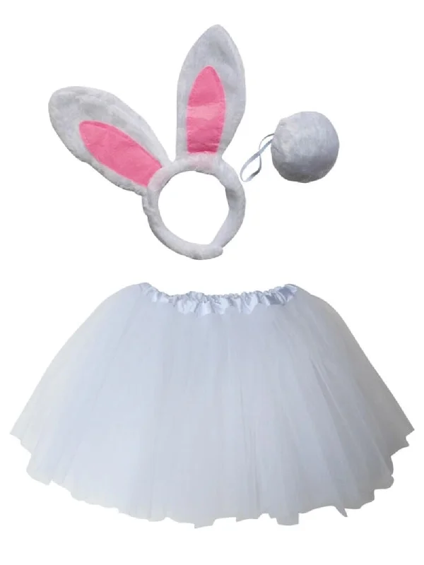 Adult White Rabbit Costume - Tutu Skirt, Tail, & Headband Set for Adult or Plus Size denim skirt durable