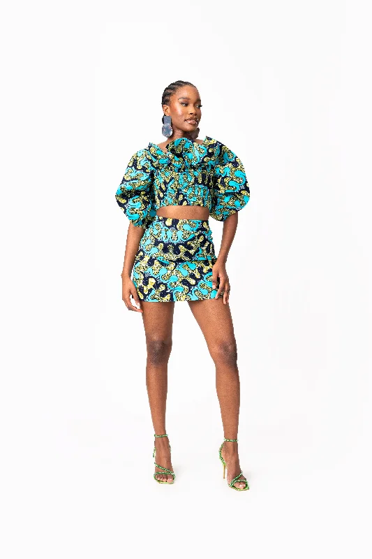 BADE African Print Mini Skirt denim skirt casual