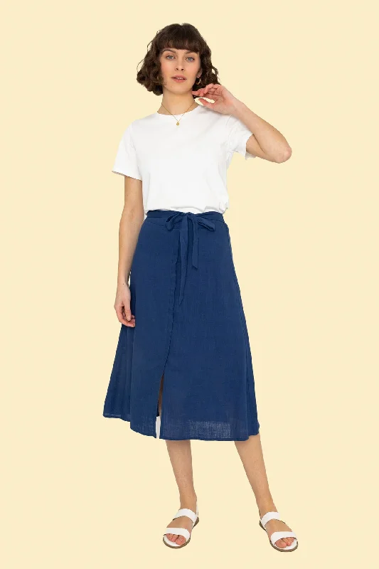 Belted Midi Skirt wool skirt breathable