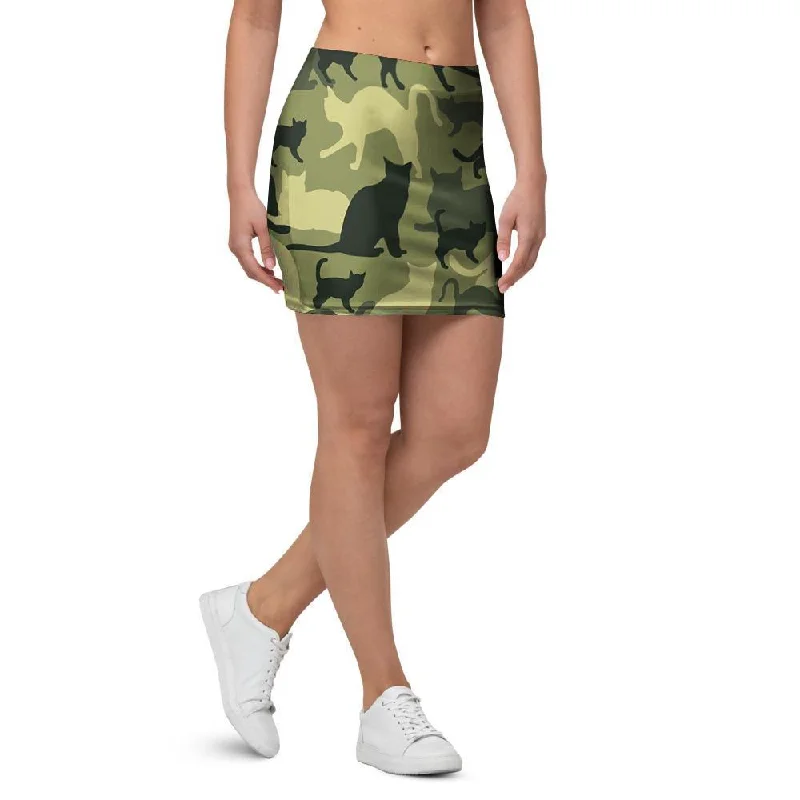 Cat Camouflage Print Mini Skirt wrap skirt elegant