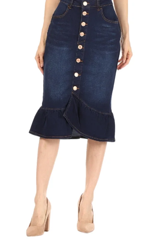 Denim Skirt Style 77531 in Dark Indigo Wash silk skirt smooth