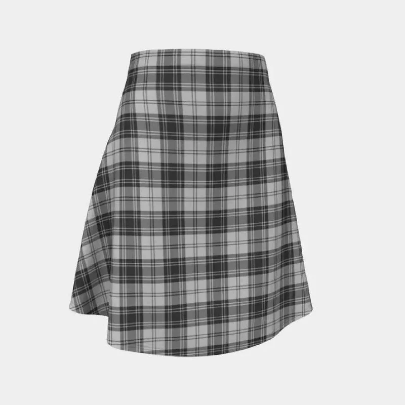 Douglas Grey Modern Tartan Flared Skirt ribbed skirt waist