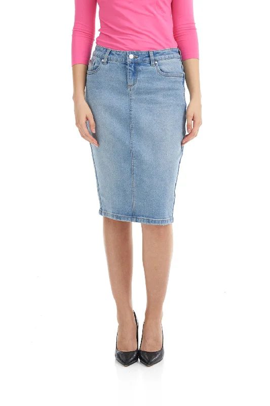 Classic straight modest denim jean skirt 'Havana' casual skirt length