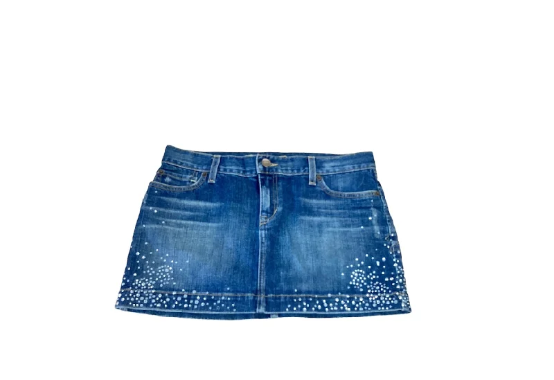 Ezra Fitch Jr. Skirt Denim Crystal 27x12 flowy skirt hem