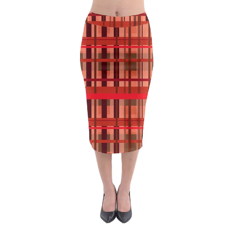 Fall Plaid Midi Pencil Skirt linen skirt natural