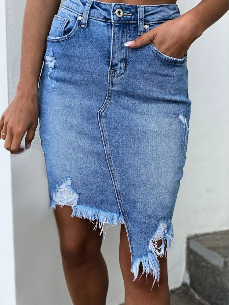 Women High Waist Ripped Shorts Skirt Jeans Lady Denim Skirt floral skirt print