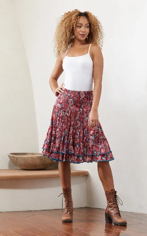 Macarena Skirt, Mini, Gypsy Red corduroy skirt comfortable