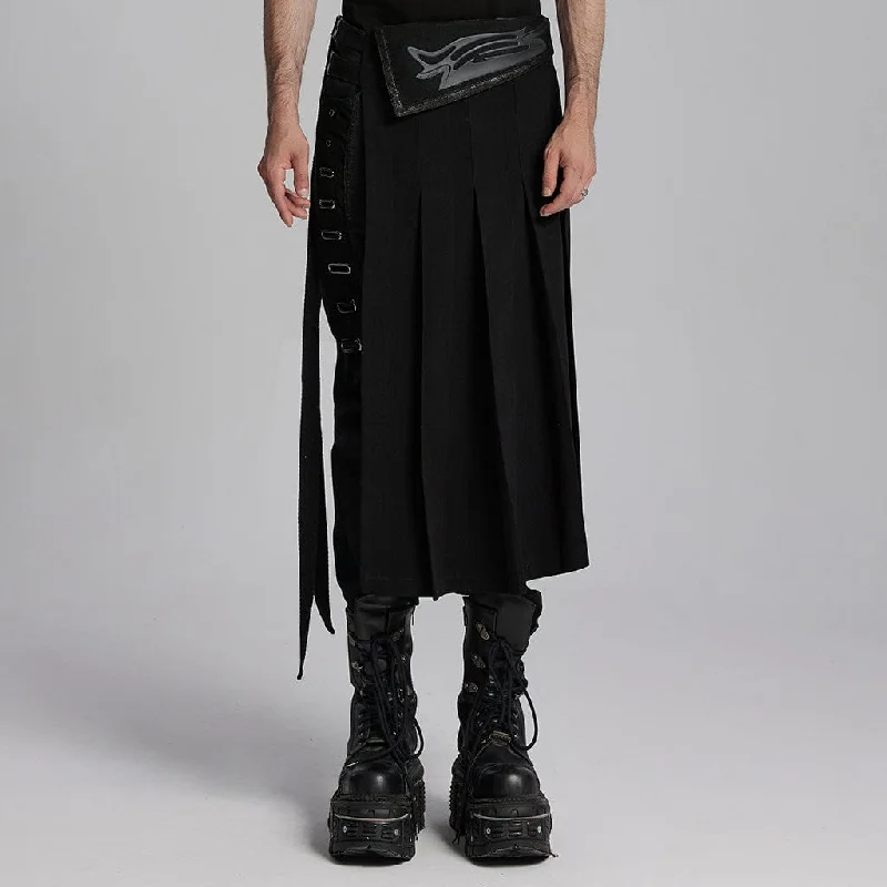 Men's Punk Buckle-up Strap Skirt chiffon skirt lightweight