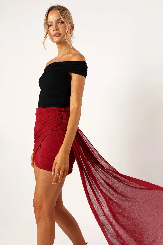 Night Lover Mini Skirt - Merlot wool skirt thick