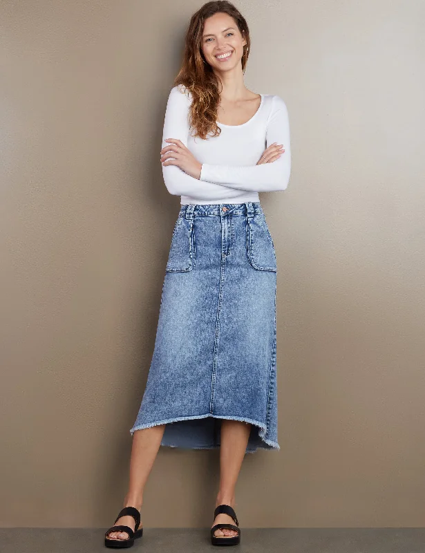 Patch Pocket Denim Midi Skirt seamless skirt comfort