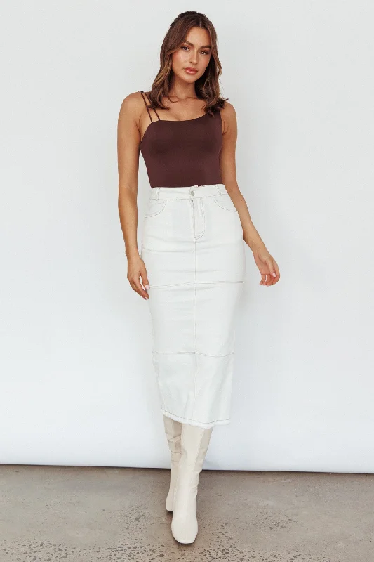 Thalia Pocket Midi Skirt White belted skirt waist