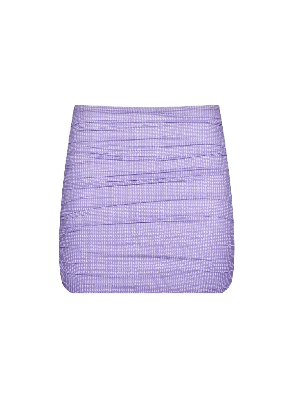 The Twiggy Miniskirt – Violet (Microcheck) linen skirt natural