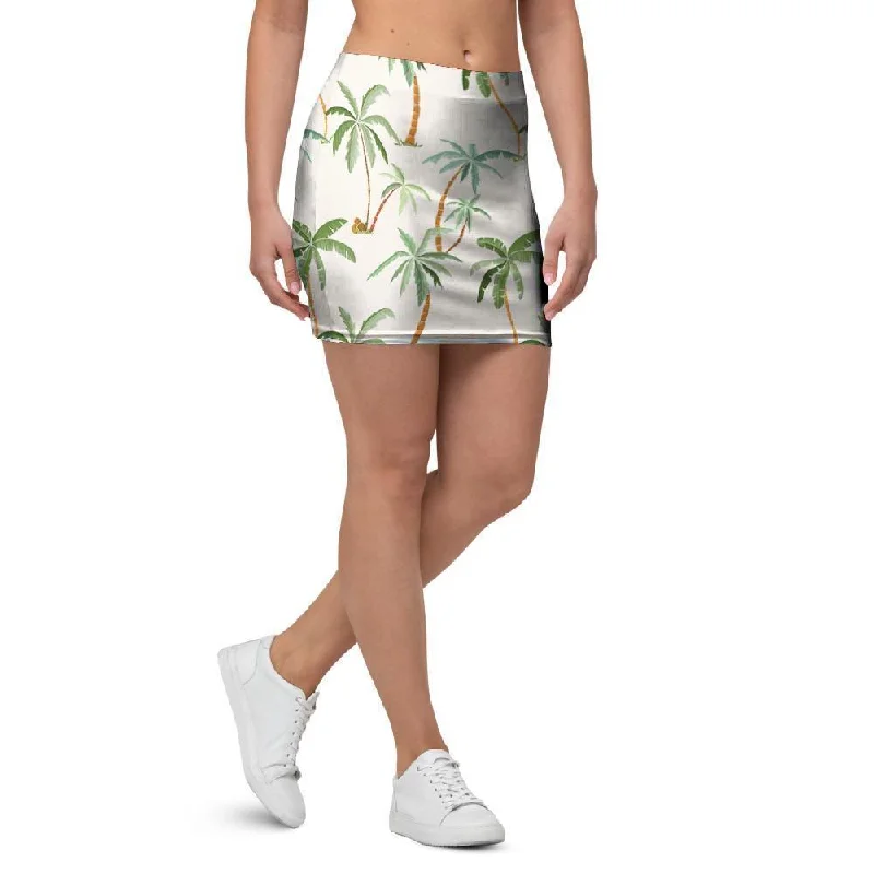 Tropical Palm Tree Hawaiian Print Mini Skirt wrap skirt elegant