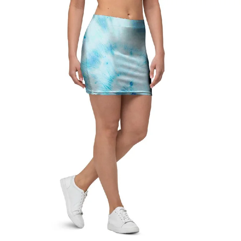 Turquoise Tie Dye Mini Skirt ruffled skirt detail