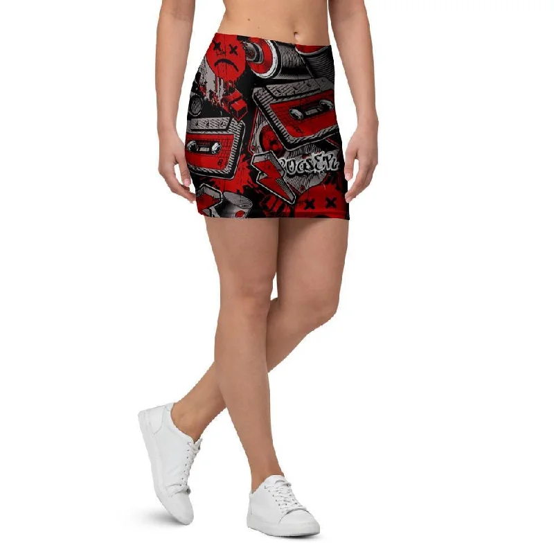 Urban Graffiti HipHop Print Mini Skirt lace skirt intricate