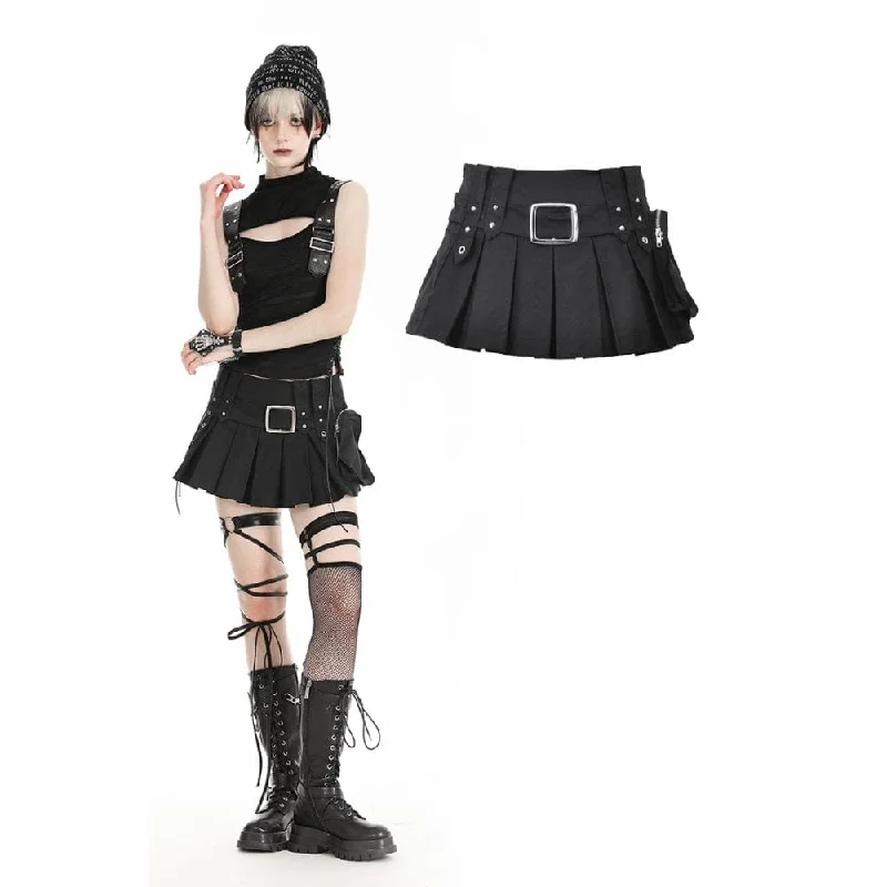 Women's Punk Big-pocket Pleated Skirt velvet skirt plush